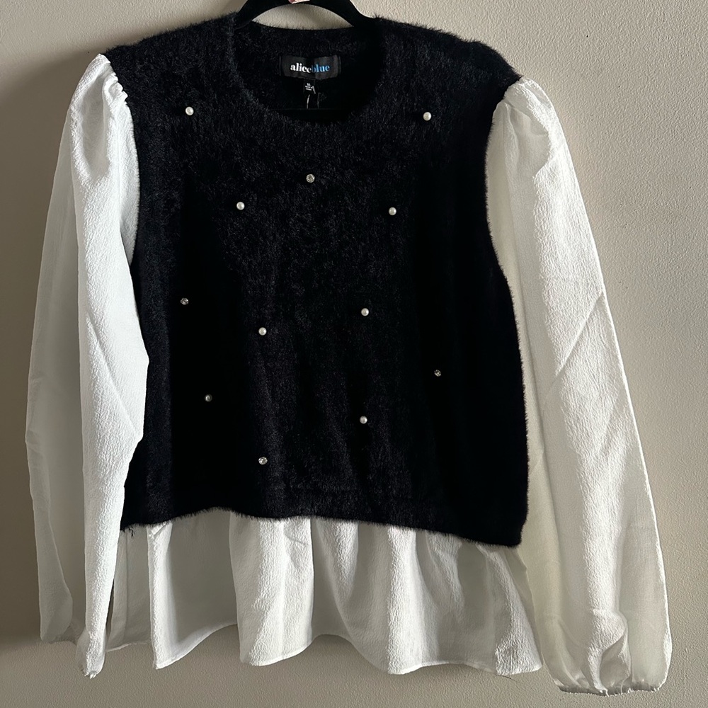 Alice Blue Fuzzy Black Cardigan